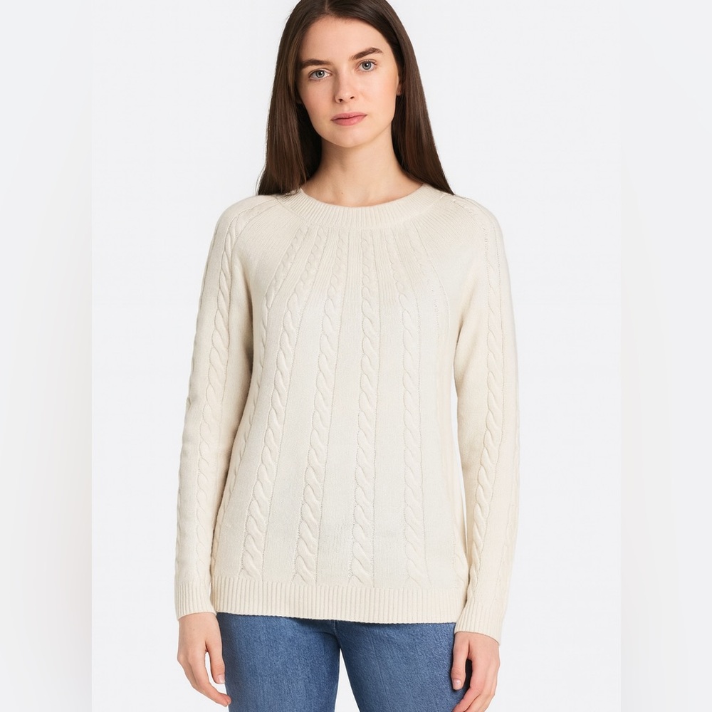 BODEN Cream Wool/Alpaca Blend Cable Knit Sweater Size XS Old Money Quiet Luxury